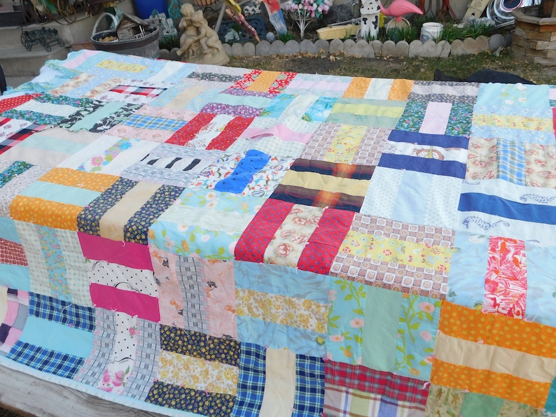 Vintage Crazy Handmade Quilt Needs Repair Work Vintage Etsy