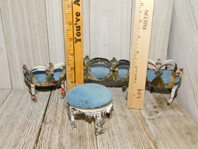 Vtg Tramp Art Quilling Tin Can Little Doll Furniture Vintage Etsy