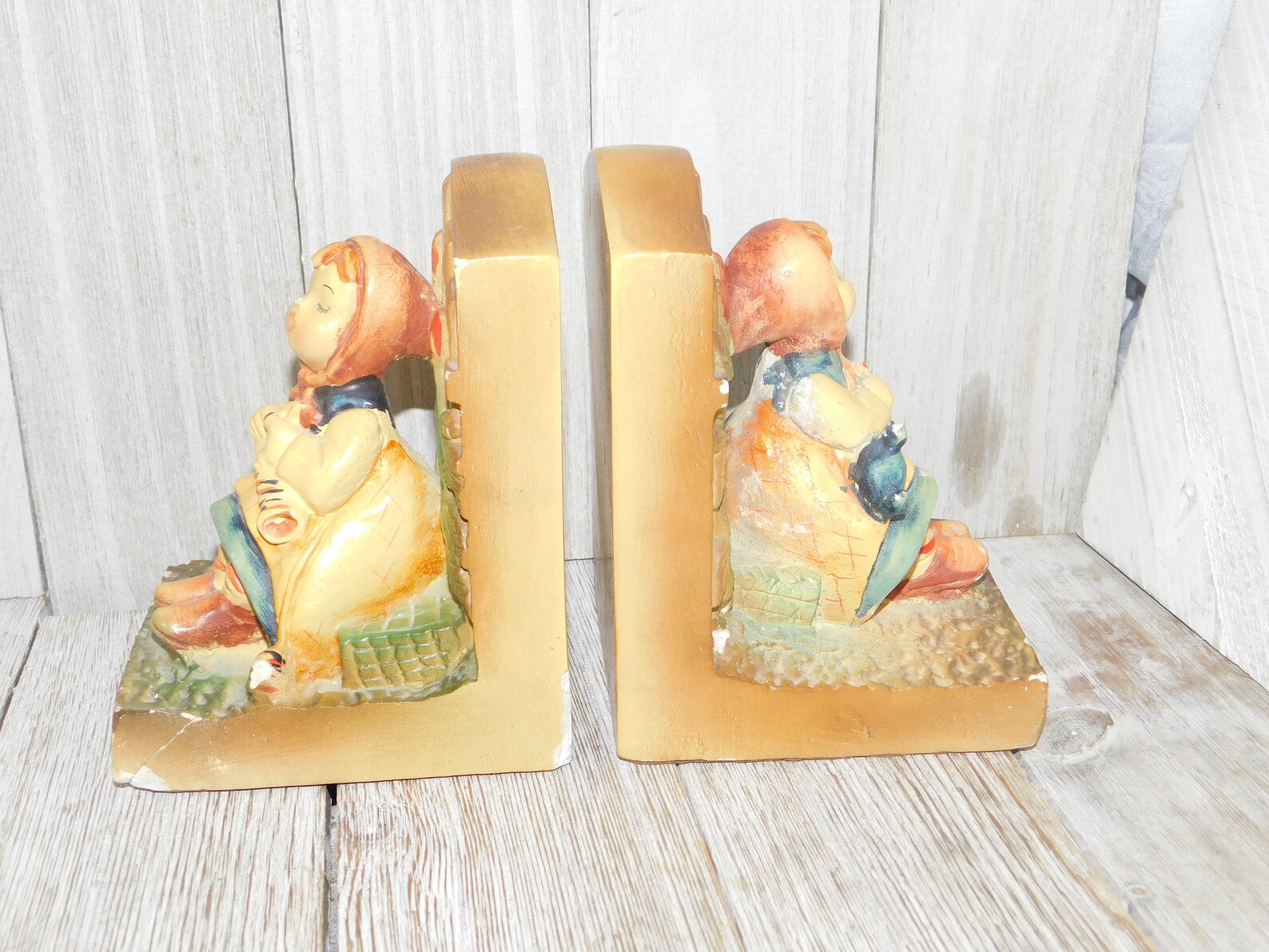 Vintage Little Girl Bookends Vintage Bookends Office Decor Etsy
