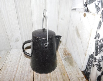 Vintage Enamel Black Coffee Pot, Metal Vintage Coffee Pot, Kitchen Decor, Farmhouse Decor, Prop, Gift, Memories, Daysgonebytreasures **