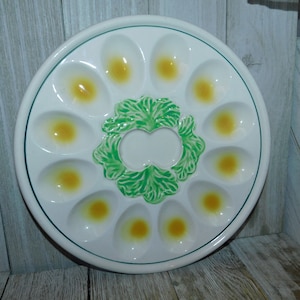 Vtg Deviled Egg, Ceramic Deviled Egg Platter, Vintage Tableware, Spring Deviled Eggs, Vintage Kitchen, Memories,Gift, Daysgonebytreasures *y
