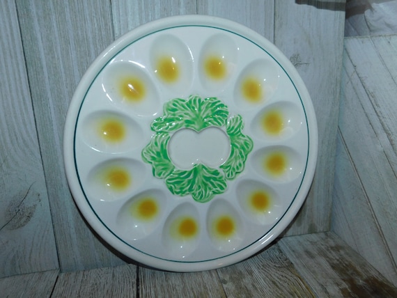 Huevo relleno antiguo plato de ceramica para huevos rellenos vajilla vintage huevos rellenos de primavera cocina vintage recuerdos regalo Daysgonebytreasures y Etsy Mexico