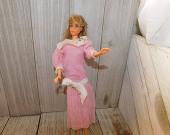 Vintage Barbie Dress Pink with lace Collar, Vintage Barbie Doll Clothes, Barbie Doll, Barbie Doll Vintage Dress, Daysgonebytreasures *c