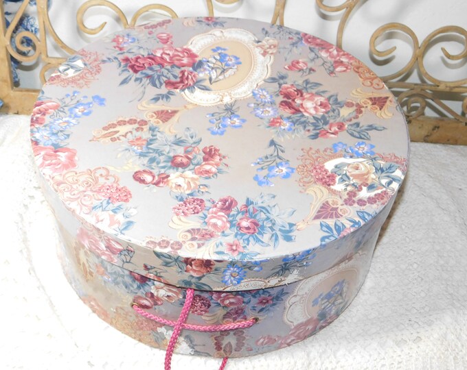 Hat Box Round Hat Box Vintage Round Hat Box Flowered Round Etsy