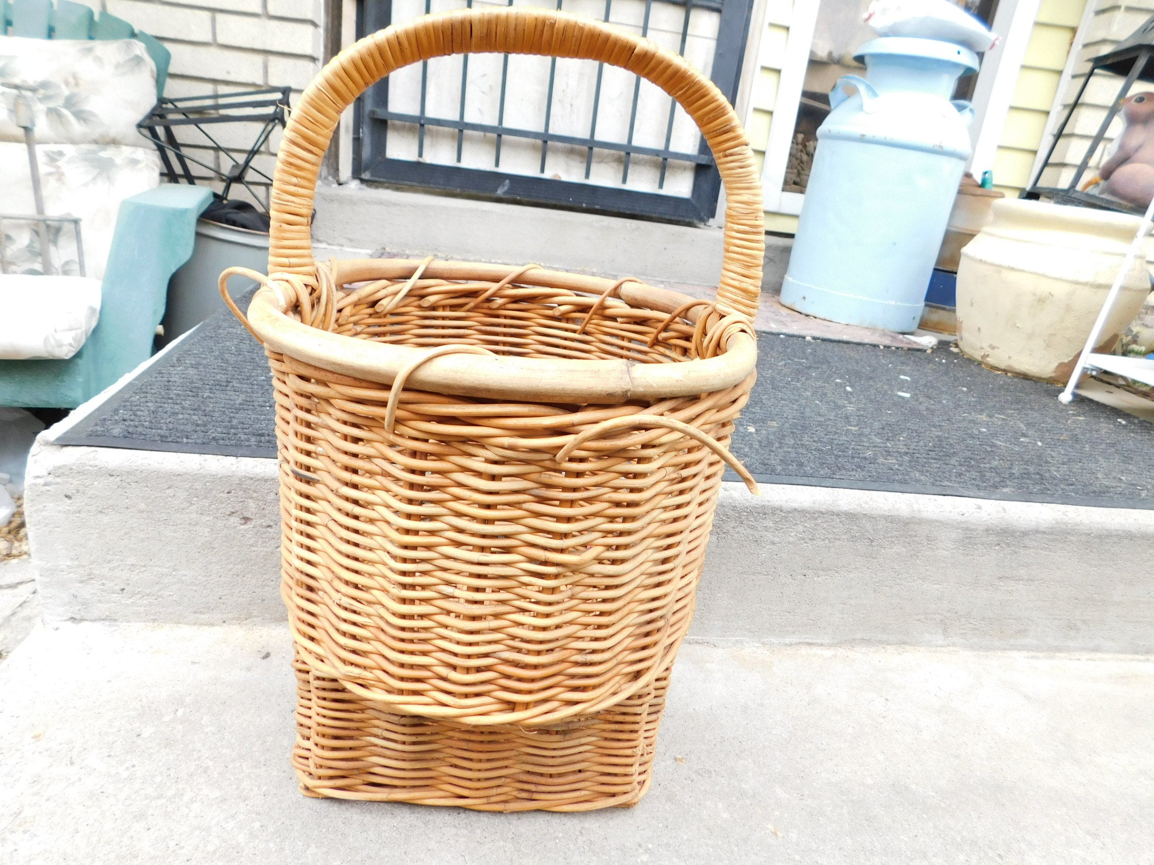 Stair Way Basket Wicker stairway basket Basket Vintage Etsy