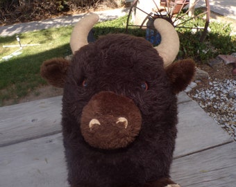 Vtg Plush Medium Buffalo Stuffed Animal 13 In T Vintage Dakin Buffalo, Vintage Stuffed Animals Plush Animal Memories Daysgonebytreasures **