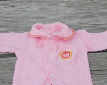 Pink Baby Terry Cloth Sleeper, Baby Clothes, Doll Clothes, Memories, Gift, Prop, Daysgonebytreasures *y