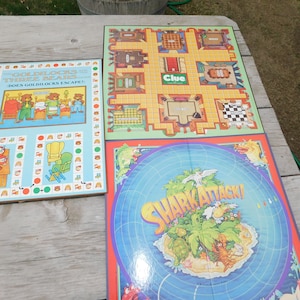 Vintage Board Games Board, Clue Board, Three Little Bears, Shark Attack, Crafts, Make a Table, Wall Hangings , Daysgonebytreasures