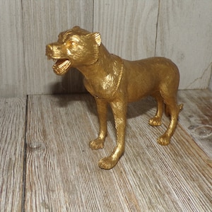 Vtg Gold Wild Dog, Rubber Small Wild Dog,  Rubber Animals, Vintage Toys, Home Decor, Memories, Gift, Prop, Daysgonebytreasures *y