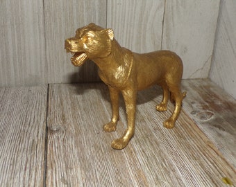 Vtg Gold Wild Dog, Rubber Small Wild Dog,  Rubber Animals, Vintage Toys, Home Decor, Memories, Gift, Prop, Daysgonebytreasures *