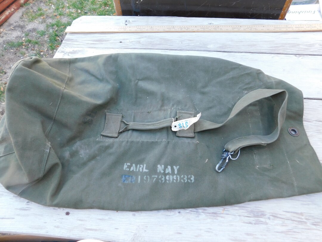 Vtg Cloth Army Duffle Bag, Korean War Era Army Canvas Duffle Bag, Vtg