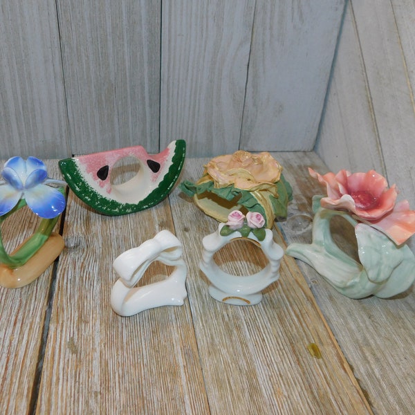 Napkin Rings  Bone China Flower Napkin Ring Holder Pink, White, Green, Hand Painted Made In Philippines Vtg Flower Daysgonebytresures