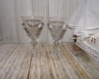 Wine Glasses, Set of Two, Barware, Small Wine Glasses, Clear Wine Glasses, Romance, Wedding, Kitchen, Gift, Prop, Daysgonebytreasures