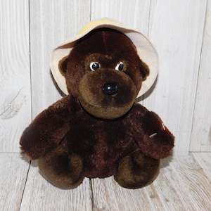 Dakin Dark Brown Plush Gorilla w Hat 87, Stuff Gorilla Vintage Stuffed Animals Vtg Stuffed Toys Memories Gift Daysgonebytreasures @*