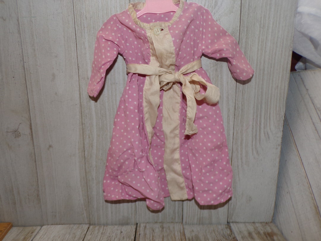 Vtg Polka Dot Doll Robe, Tie Doll Robe Vtg Doll Clothes, Long Robe Pink ...
