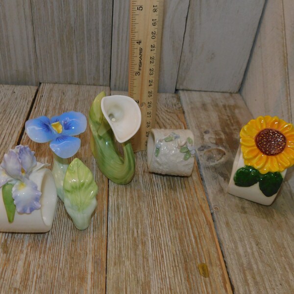 Vtg Napkin rings CHOICE LISTING, Bone China,  Sunflower, Purple Flower, Napkin, Pansy, Iris Flower, Gift, Memories Daysgonebytreasures