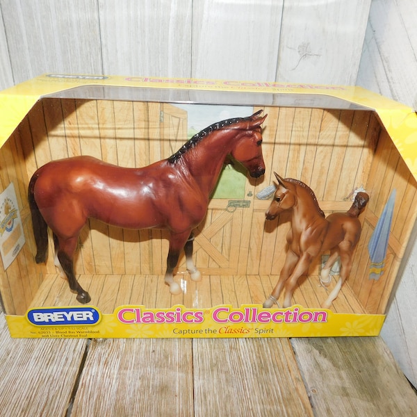 Breyer Classics Collection Blood Bay Warmblood & Liver Chestnut Foal, Horse, New Old Stock, Toys, Prop, Memories, Daysgonebytreasures *