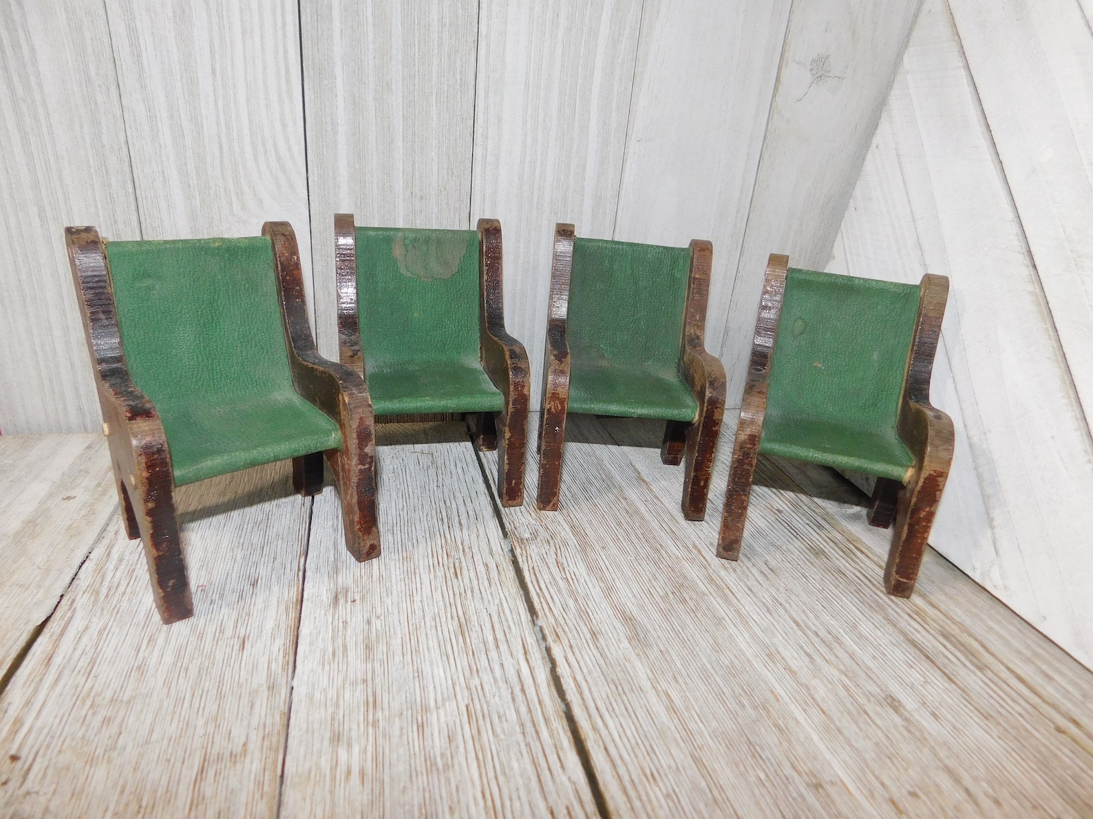 Vintage Doll Chairs Wooden Doll Chairs Green and Brown Wood Etsy