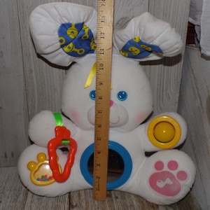Vtg Fisher Price Activity Bunny, Plush White Rabbit Squeak Mirror ...