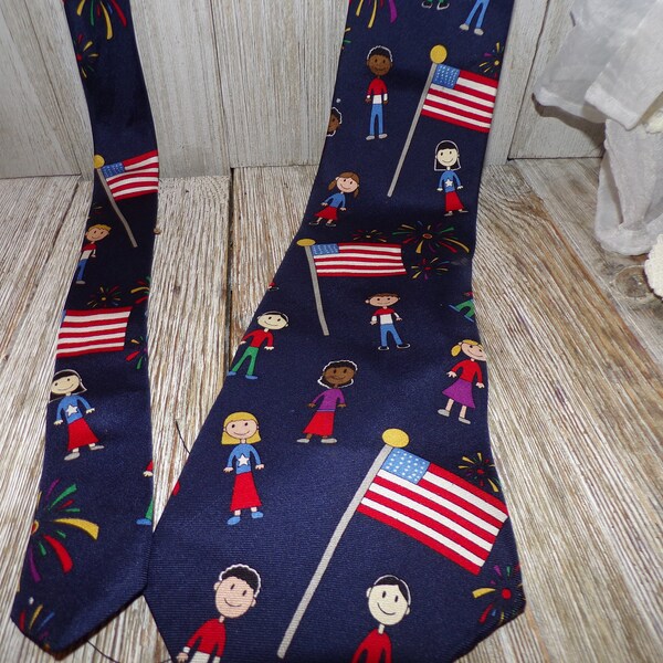 The Save The Children Collection Necktie, Dress Tie, American Flag, Red white Blue, Dress Up Tie, Mens Gift, Memories, Daysgonebytreasures