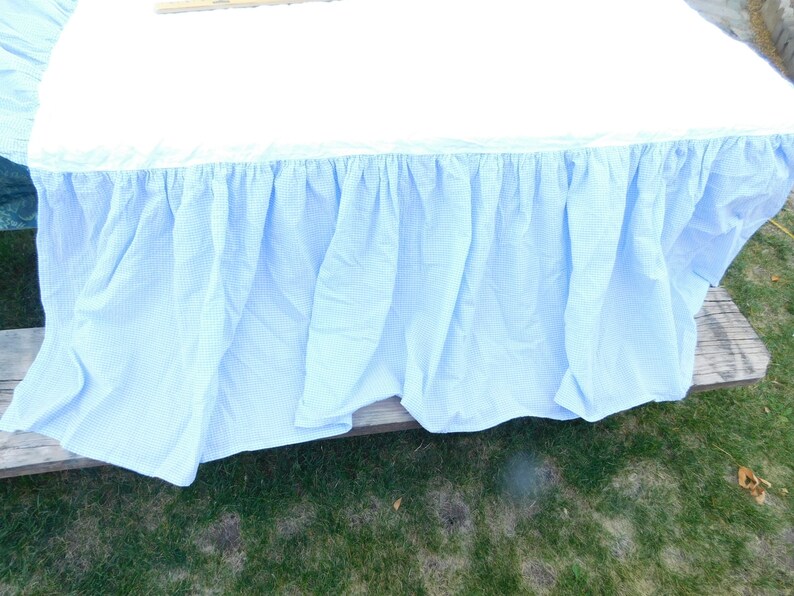 Bed Skirt Crib/Small Bed Bed skirt Gingham Blue ans white Etsy