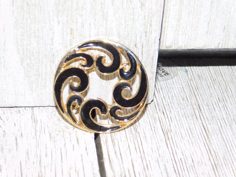 Vintage Black and Gold Brooch Pin Vintage Brooch Vintage Etsy