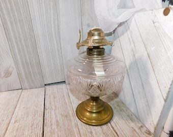 Oil Lamp Base, Brass and Glass Oil Lamp Base, Vintage Brass, Vintage Home Décor, Home Décor, Daysgonebytreasures, Gift Idea D**