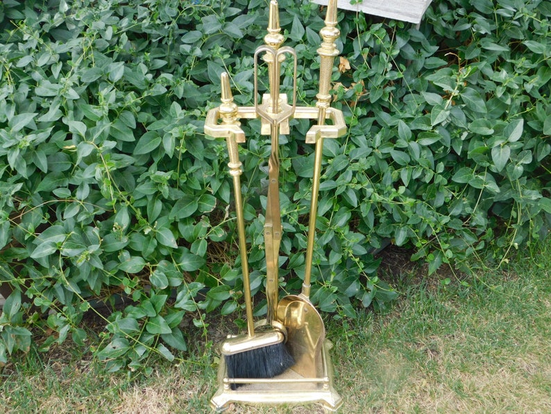 Fireplace Tool Set Vintage Brass Firer Place Very Ornate Etsy