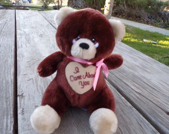 Russ I Care About you Brown Bear Little Plush Bear, Pink Ribbon Bear Plush Animals,  Teddy Bear, Memories, Gift Prop Daysgonebytreasures