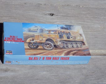 Sd.Kfz 7 Ton Half Track Model Kit, 1974 Hasegawa ,German, 8TON Half Track , Memories, Daygonebytreasures *y