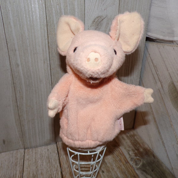 Folk Puppet Pig, Pink Small Hand Puppet, Preschooler Hand Puppet, Plush Pig Puppet, Vtg Toys, Memories, Gift, Prop, Daysgonebytreasures *