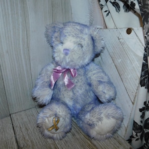 Build A Bear Nikki&#39;s Bear Purple Ribbon Cancer Awareness Stuffed Plush, Vintage Teddy Bear, Stuffed Animals, Teddy Bear, Vintage Toys, *Y