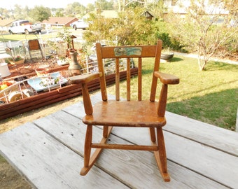 Vintage Wooden Childs Small Rocking Chair, Vintage Toy Rocking Chair, Vintage Home Decor, Country Home Gift Memories Daysgonebytreasures *