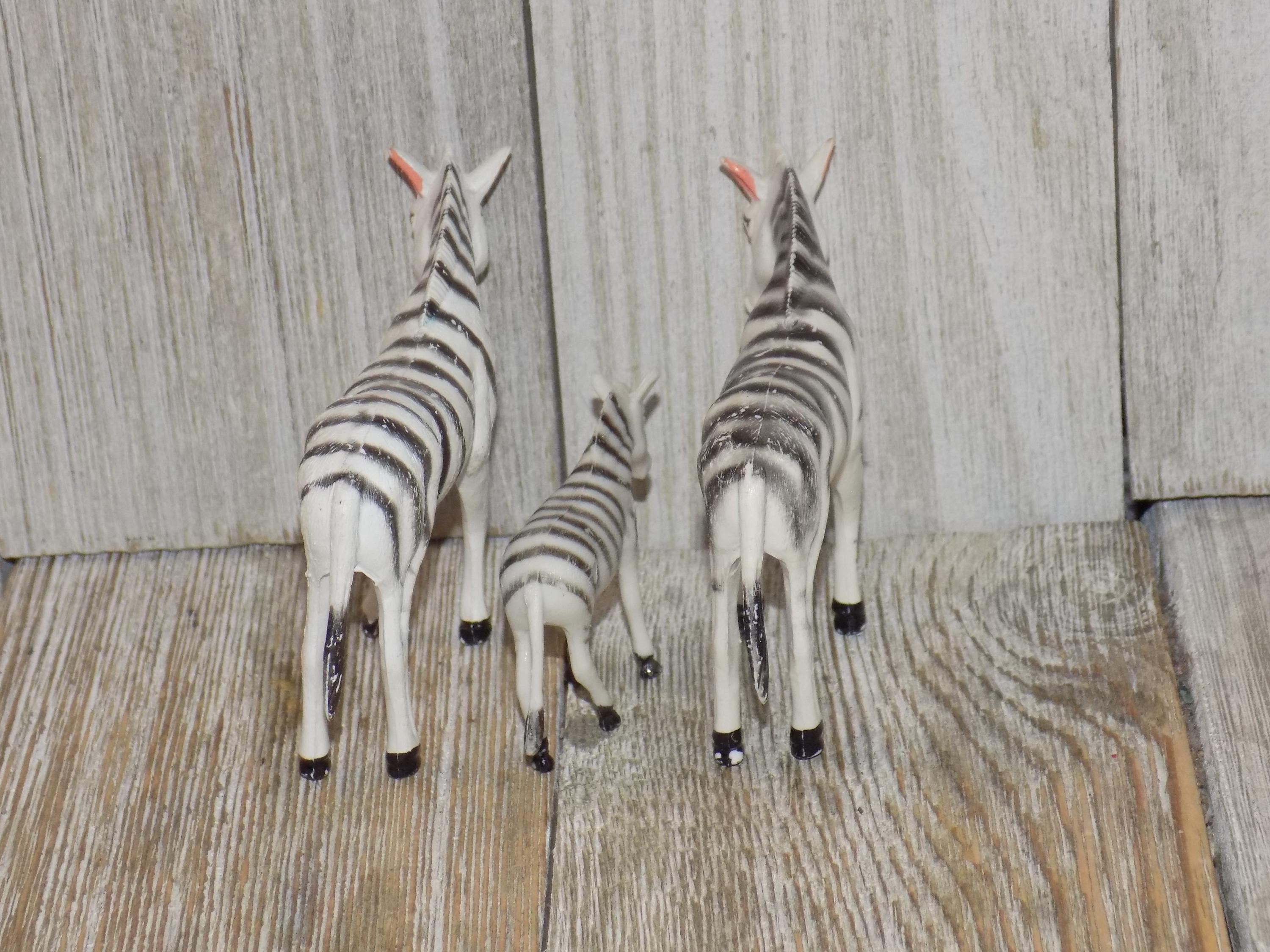 ZEBRA FAMILY Plastic Animals, Vintage Toys, Vtg Plastic Toys