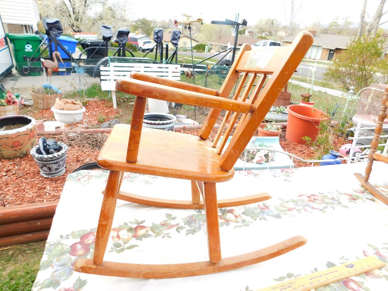 Vintage Wooden Childs Small Rocking Chair Vintage Toy Rocking Etsy