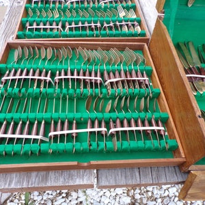 Universal Industries Siam Buddha Brass and Teak Flatware Mid Century, Vtg Tableware Buddha Siam Memories Grannychore Daysgonebytreasures *y