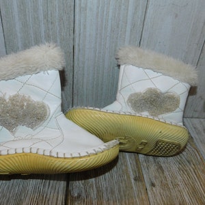 Vtg Little Girl Heart Winter Boots, Or Doll Boots, Vintage Girl boots, Vintage Childs Boots, Winter Home Décor, Prop, Daysgonebytreasures image 1