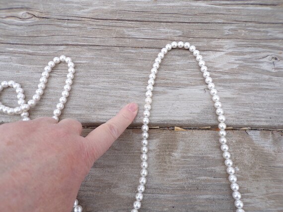 Long White Beaded Necklace, Vtg Bead Necklace, Vt… - image 4