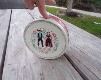 Pennsylvania Dutch,  Spring Tin Box, Spring Tin Can, Girl Tin Box Storage Home Decor Farmhouse Memories Gift Prop, Daysgonebytreasures *y