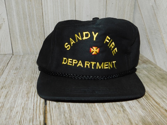 Fire Department Baseball Headwear Baseball Cap, Black Vintage Baseball Cap, Red Baseball Cap, Memories, Daysgonebytreasures **