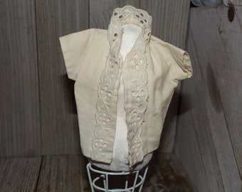 Vtg Small White Doll Top Pull On White Top Vintage Doll Clothes, Childhood Memories, Gift, Prop, Daysgonebytreasures,*
