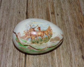 Vtg Deer Ceramic Egg, Large Egg, Deer, Forest, Wildlife, Rustic, Fawn, Spring, Memories, Gift, Prop, Daysgonebytreasures
