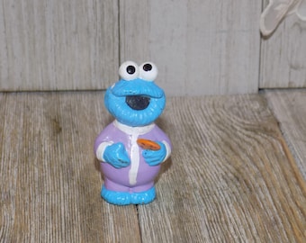COOKIE MONSTER Figure, Sesame Street   Playset Toy, Cake Topper, Vintage Toys, Memories, Gift, Prop, Daysgonebytreasures *y