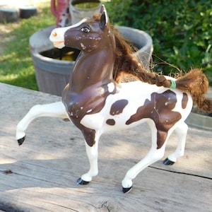 Dark Brown White Pony Breyer, Spotted Horse Vintage Plastic Pony, Vintage Toys, Horse, Pony, Childhood Memories, Daysgonebytreasures  *y