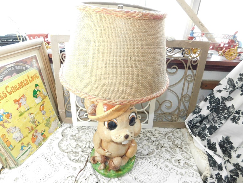 Cabin Decor Squirrel Vintage Lamp Animal Factory Squirrel 77 Child room decor Wild Life Animal Lamp Vintage Table Lamp Country Decor