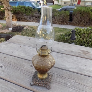 Oil Lamp, Kerosene Lamp Preppers tool, Primitive Oil Lamp Vintage Pedestal Oil Lamp Vtg Home Decor Vtg Lighting Daysgonebytreasures *y