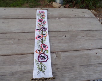 Vintage Embroidery Needle Work Flower Wall Hanging, Needle Work, Embroidery, Crewel Wall Hanging, Memories, Gift Prop, Daysgonebytreasures *