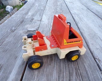 Fisher Price Truck Orange Toy Truck, Vintage Toys, Toy Work Truck, Childhood Memories, Gift, Prop, Daysgonebytreasures,*y