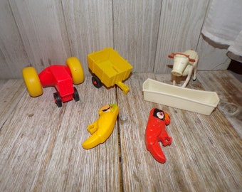 Fisher Price YOU PICK LISTING Red Tractor, Yellow Wagon, Cow, Zoo Parrots, Trough Vtg Toys, Memories, Gift, Prop, Daysgonebytreasures *y