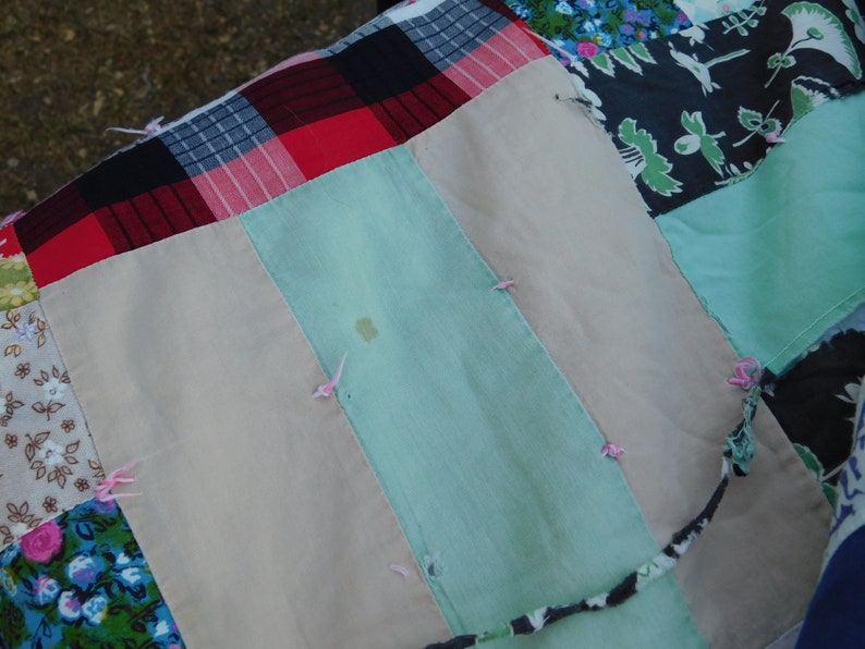 Vintage Crazy Handmade Quilt Needs Repair Work Vintage Etsy
